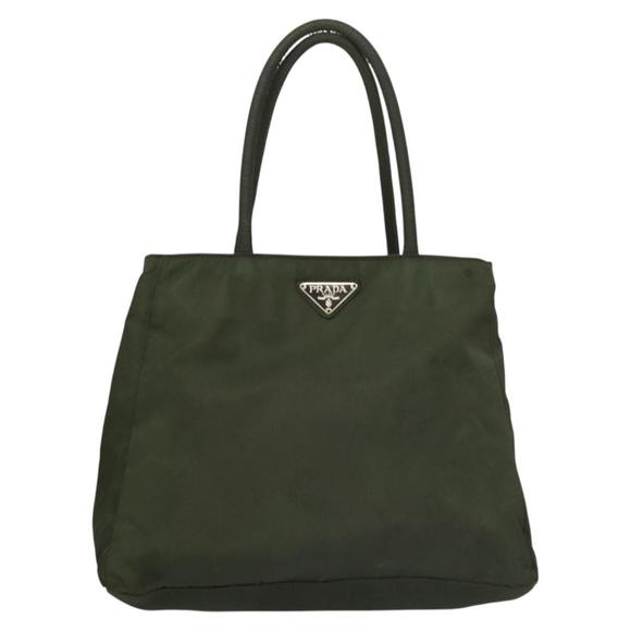 PRADA Hand Bag Nylon Khaki Silver Auth bs25012 - Picture 2 of 16